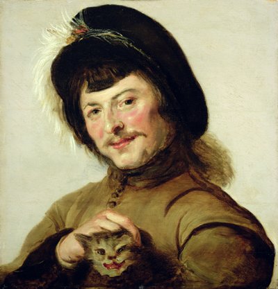 Un joven con un gato de Frans Follower of Hals