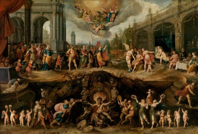 Hombre teniendo que elegir entre las virtudes y los vicios de Frans Francken the Younger