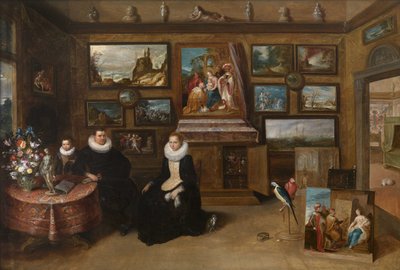 La Kunstkammer con una pareja casada y su hijo, Primer tercio del siglo XVII de Frans Francken the Younger