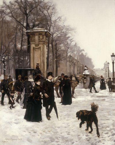 Paseo en un día de invierno, Bruselas, 1887 de Frans Gaillard