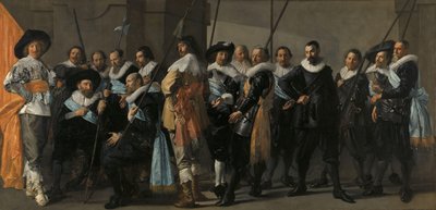 Compañía de Milicia del Distrito XI bajo el Mando del Capitán Reynier Reael, conocida como "La Compañía de la Mugre".
Oficiales y otros guardias del Distrito XI de Ámsterdam, bajo el mando del capitán Reijnier Reael y el teniente Cornelis Michielsz Blaeuw de Frans Hals