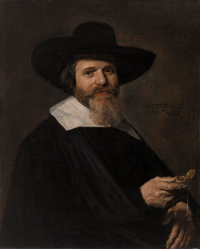 Retrato de un hombre con un reloj en la mano de Frans Hals