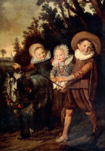 Tres niños con carro de cabra, c.1620 de Frans Hals