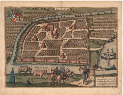 Mapa de Moscú del siglo XVI. De: Civitates orbis terrarium, 1575 de Frans Hogenberg