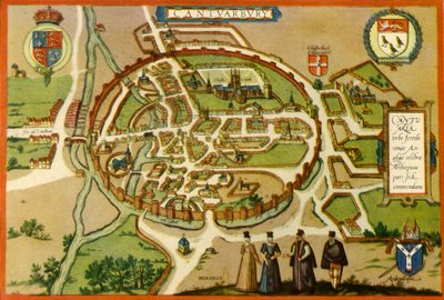 Plano de Canterbury en el siglo XVI de Frans Hogenberg