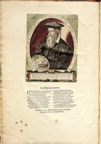 Retrato de Gerardus Mercator 1512-1594 a los 62 años de Frans Hogenberg