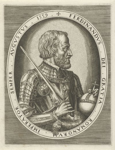 Retrato de Fernando I de Habsburgo, emperador alemán Retratos de reyes, reinas, príncipes y princesas (título de serie) de Frans Huys