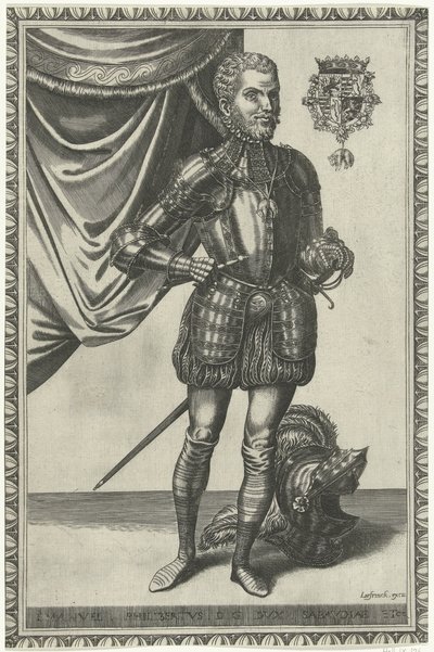 Retrato del duque Emanuel Philibert de Saboya Retratos de cuerpo entero de reyes y reinas (título de la serie) de Frans Huys