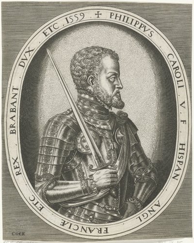 Retrato del rey Felipe II de España Retratos de reyes, reinas, príncipes y princesas (título de serie) de Frans Huys