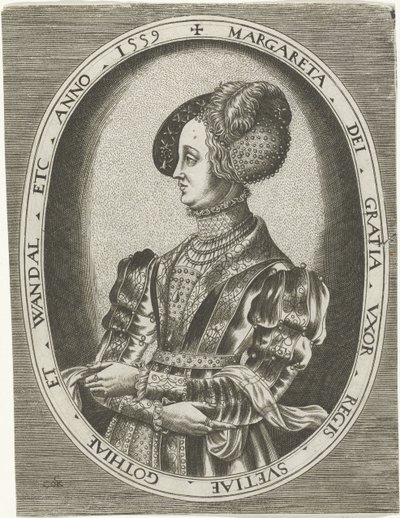 Retrato de la reina Margaretha Leijonhufvud de Suecia Retratos de reyes, reinas, príncipes y princesas (título de serie) de Frans Huys