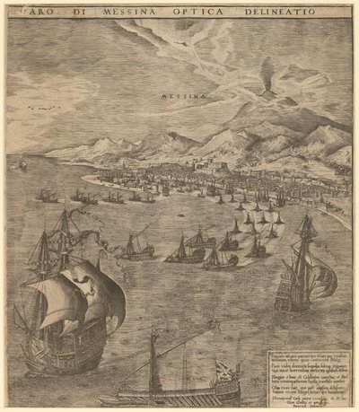 Batalla naval en el estrecho de Mesina de Frans Huys after Pieter Bruegel the Elder