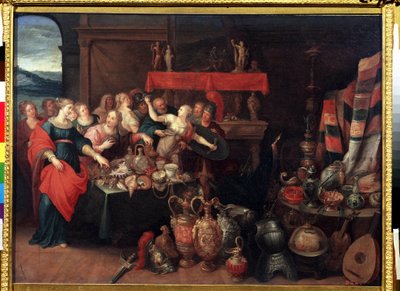 ""Aquiles reconocido por Ulises entre las hijas del rey Lycomede"" (Aquiles reconocido) Pintura de Franz (Frans) Francken II el Joven (1581-1642) alrededor de 1640 Museo Pushkin de Moscú de Frans II Francken