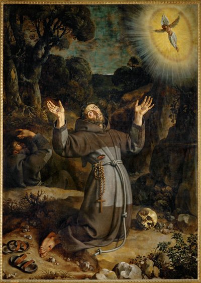 San Francisco de Asís recibiendo los estigmas ... de Frans II Pourbus