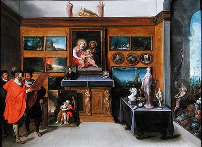 Un interior con una colección de pinturas de Frans II the Younger Francken