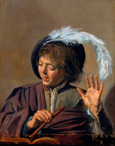 Niño cantando con flauta, c.1623 de Frans I Hals