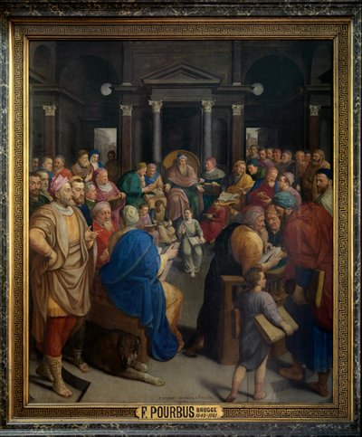 Panel central del Tríptico de "Cristo entre los doctores" (óleo sobre tabla) de Frans I Pourbus
