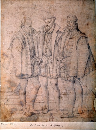 Retrato de los tres Coligny: Cardenal Odet (1515-1571), Gaspard (1517-1572), Almirante de Francia y François (1521-1569), Señor de Andelot de Frans I Pourbus