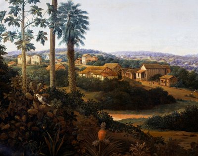 Pueblo de Serinhaem en Brasil o La casa de un plantador de caña de azúcar en Brasil de Frans Post