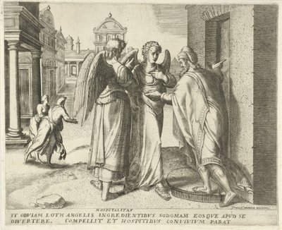 Lot y los dos ángeles Hospitalidad (título sobre el objeto) Historia del destino (título de la serie) de Frans Menton