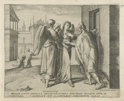 Lot y los dos ángeles Hospitalidad (título sobre el objeto) Historia del destino (título de la serie) de Frans Menton