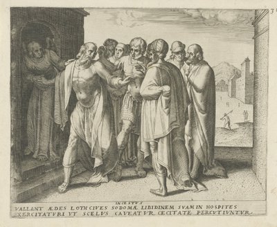 Lot advierte a la multitud que se calme Incesto (título sobre el objeto) Historia del destino (título de la serie) de Frans Menton