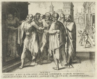 Lot advierte a la multitud que se calme Incesto (título sobre el objeto) Historia del destino (título de la serie) de Frans Menton