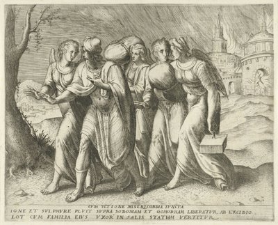 Lot verlaat Sodoma Compasión y venganza (título sobre objeto) Geschiedenis van Lot (título de la serie) de Frans Menton