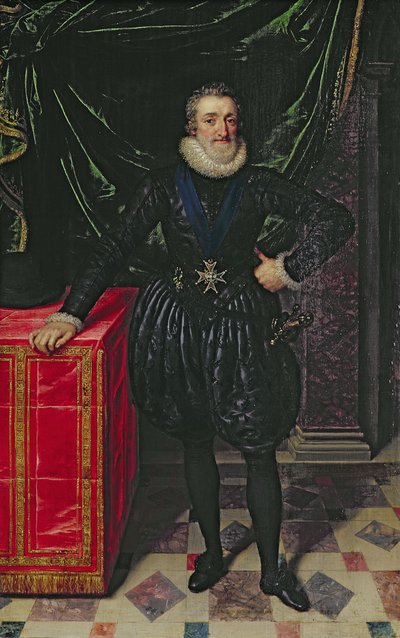 Retrato de Enrique IV (1553-1610) Rey de Francia, con un traje negro, c.1610 de Frans Pourbus the Younger
