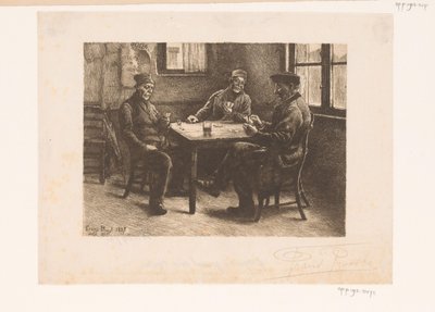 Tres hombres jugando a las cartas en un café de Frans Proost (signed by artist)