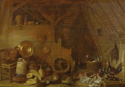 Interior de un granero de Frans Ryckhals