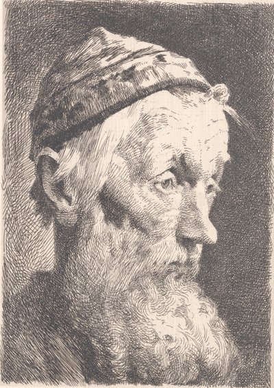 Viejo con gorro de lana blanca de Frans Schwartz