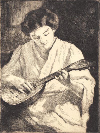 Dama tocando la mandolina de Frans Schwartz