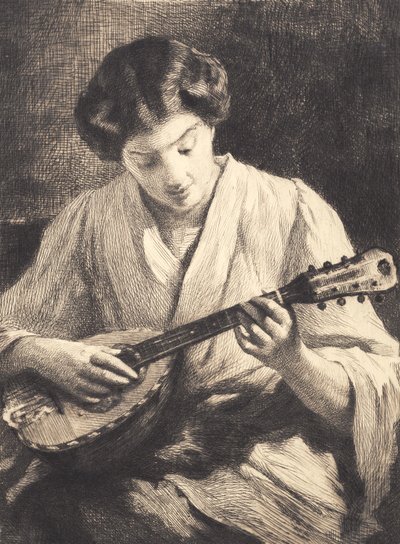 Dama Tocando la Mandolina de Frans Schwartz