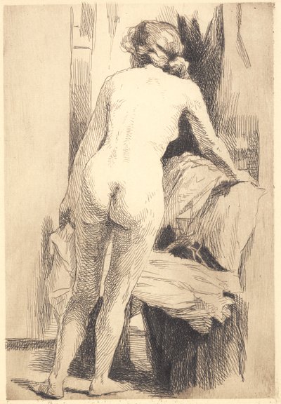 Placa de prueba: Mujer desnuda de espaldas, de pie de Frans Schwartz