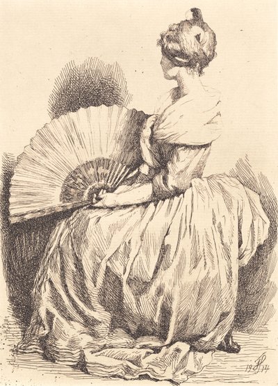 Dama sentada con abanico de Frans Schwartz