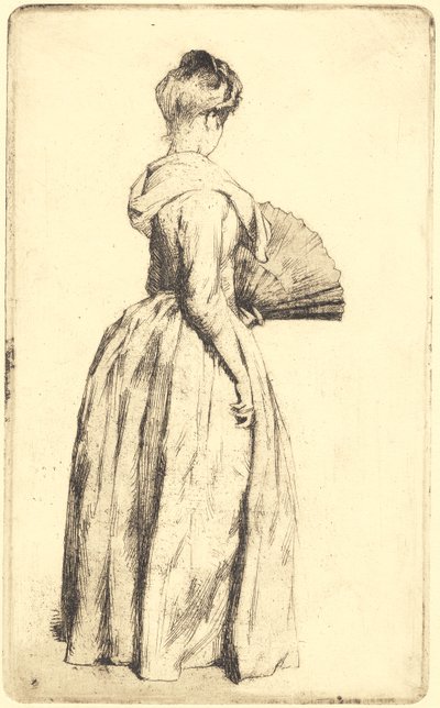 Dama de pie con un abanico de Frans Schwartz