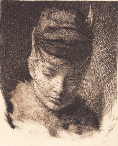Joven con gorro y velo de Frans Schwartz