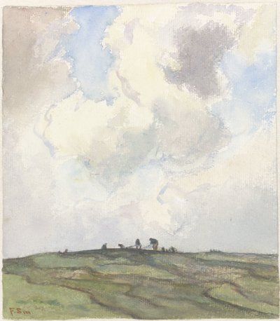 Quema de redes en un campo de hierba detrás de las dunas de Frans Alexander Evert Lodewijk Smissaert