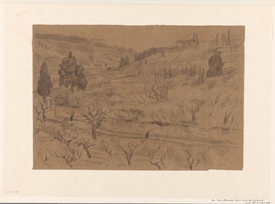 Paisaje de colinas italiano con casas y árboles de Frans Alexander Evert Lodewijk Smissaert