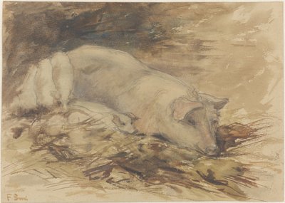 Cerda con lechones de Frans Alexander Evert Lodewijk Smissaert