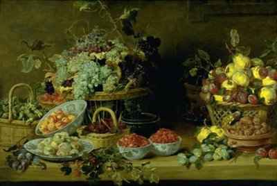 Naturaleza muerta con frutas en una mesa de Frans Snijders