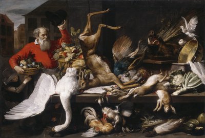 Bodegón con caza muerta, frutas y verduras en un mercado de Frans Snyders or Snijders