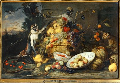 Tres monos, ladrones de fruta ... de Frans Snyders