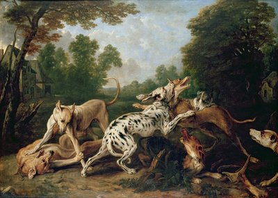 Perros peleando en un claro boscoso de Frans Snyders or Snijders