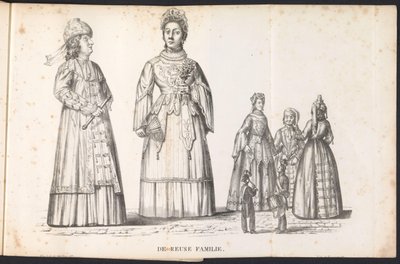 Figuras gigantes en la procesión de San Rumbold, 1825 The Reuse Family (título sobre el objeto) de Frans Vervloet