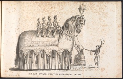 Ros Beiaard como carroza en la procesión de San Rombout, 1825 The Ros-Bayard o Four Brothers Peerd (título sobre el objeto) de Frans Vervloet