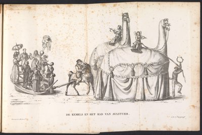 Dos camellos y la rueda de la fortuna, 1825 Los Kemels y la Rueda de Avantuer (título sobre el objeto) de Frans Vervloet