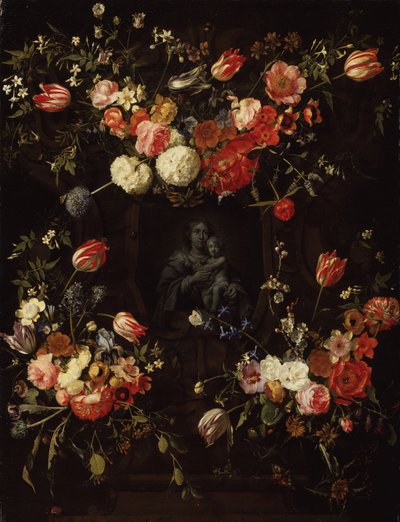 Madonna rodeada de flores, 1662 de Frans Ykens
