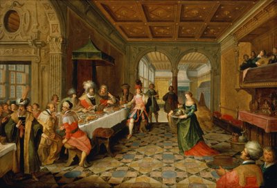 Salomé presentando la cabeza de San Juan Bautista al rey Herodes de Frans and Vries, Paul V. de Francken