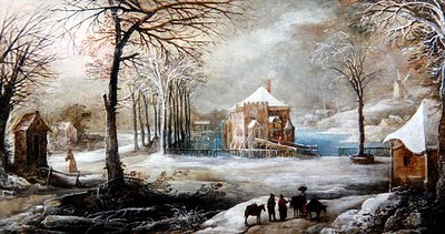 Paisaje invernal con figuras y caballos de Frans de Momper